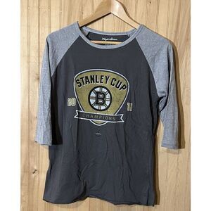 Boston Bruins Wright & Ditson 3/4 Sleeve Shirt Girls Medium Stanley Cup 2011